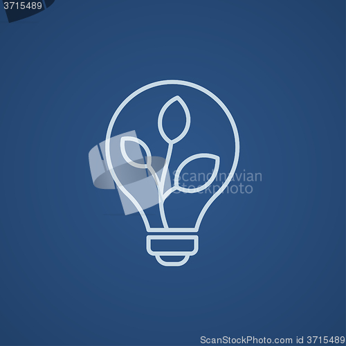 Image of Lightbulb and plant inside line icon.