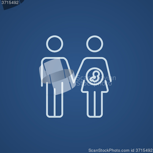 Image of Husband with pregnant wife line icon.
