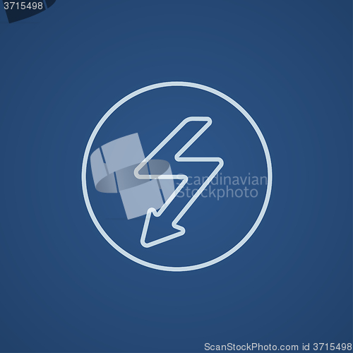 Image of Lightning arrow downward line icon.