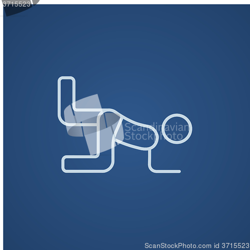 Image of Man exercising buttocks line icon.