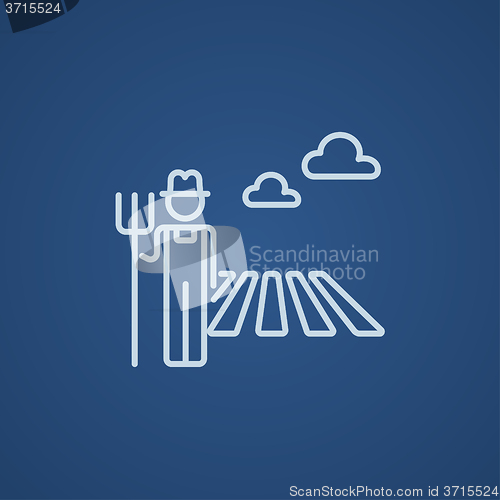 Image of Farmer with pitchfork line icon.