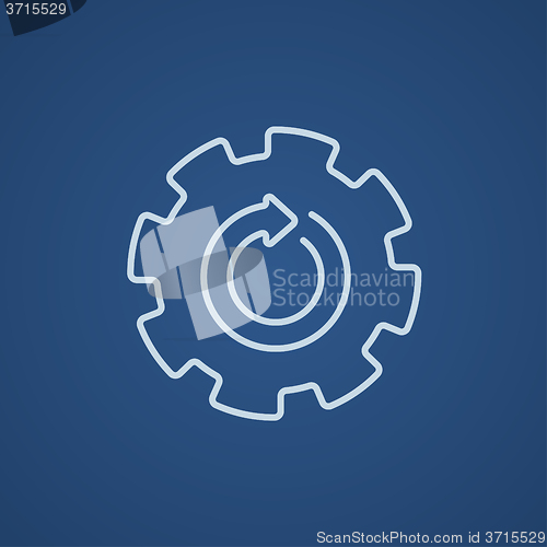 Image of Gear wheel with arrow line icon.