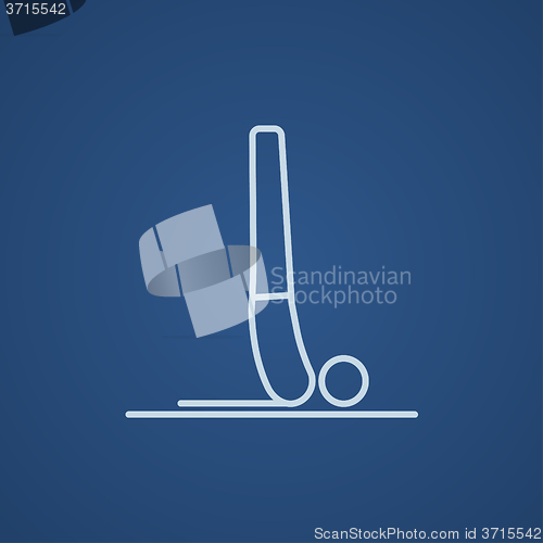 Image of Man practicing yoga line icon.