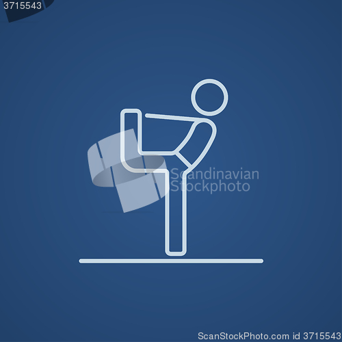 Image of Man practicing yoga line icon.