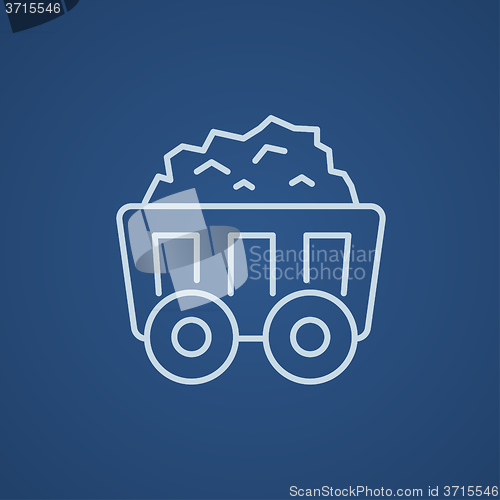 Image of Mining coal cart line icon.