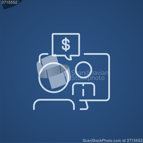 Image of Business video negotiations line icon.