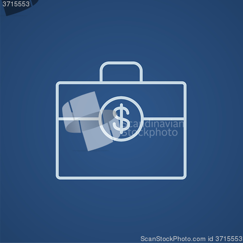 Image of Suitcase with dollar symbol line icon.