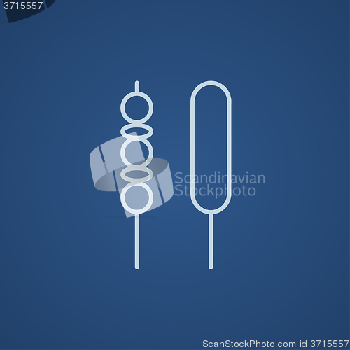 Image of Shish kebab line icon.