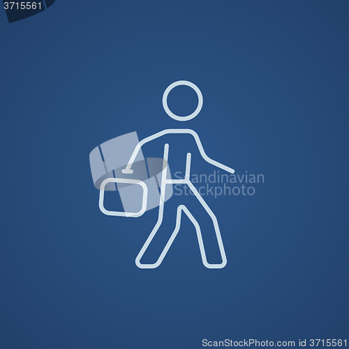 Image of Businessman walking with briefcase line icon.