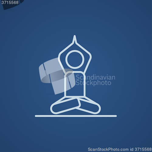 Image of Man meditating in lotus pose line icon.