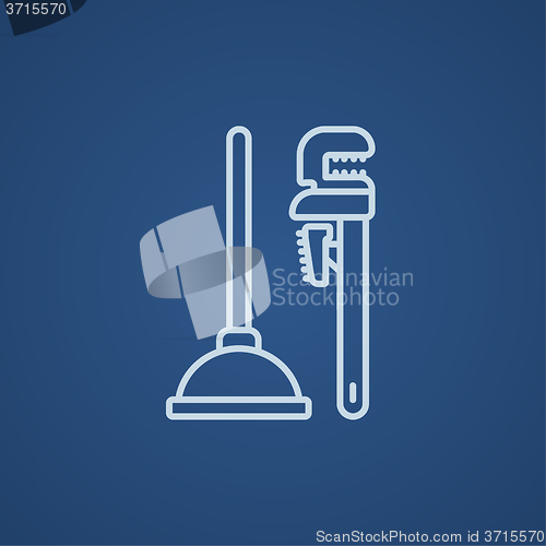 Image of Pipe wrenches and plunger line icon.