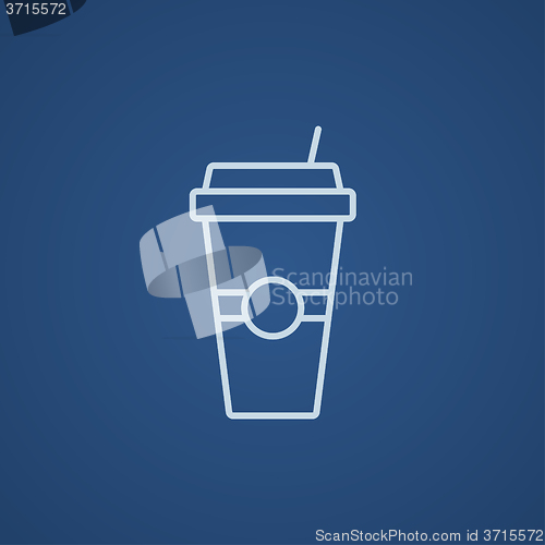 Image of Disposable cup with drinking straw line icon.