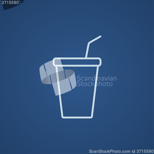 Image of Disposable cup with drinking straw line icon.