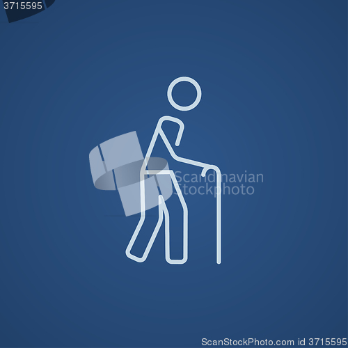 Image of Man with cane line icon.