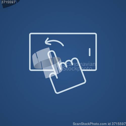 Image of Finger touching smartphone line icon.