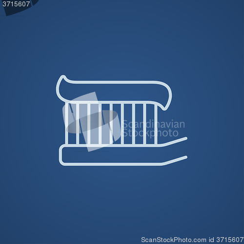 Image of Toothbrush with toothpaste line icon.