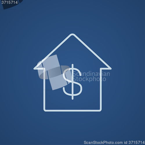 Image of House with dollar symbol line icon.