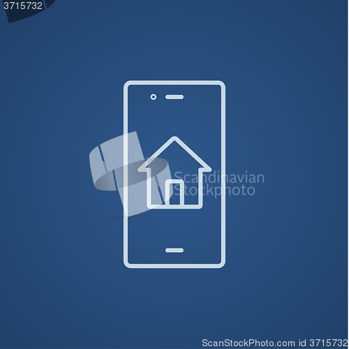 Image of Property search on mobile device line icon.