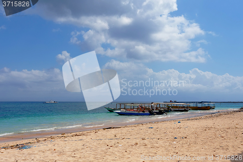 Image of dream beach with boat, Bali Indonesia, Nusa Penida island