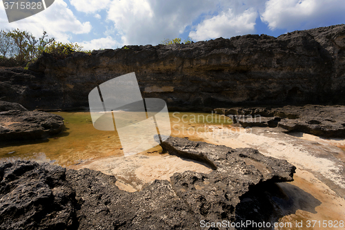 Image of rock formation coastline at Nusa Penida island