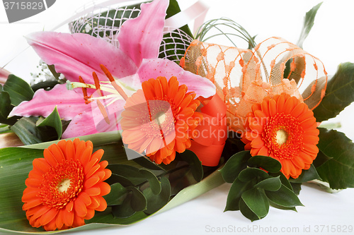 Image of fresh bouquet from orange gerbers