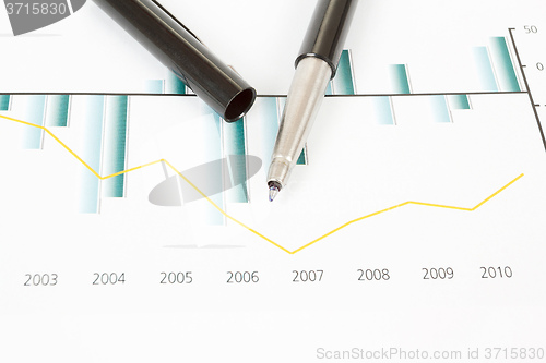 Image of Stock market graphs with pen