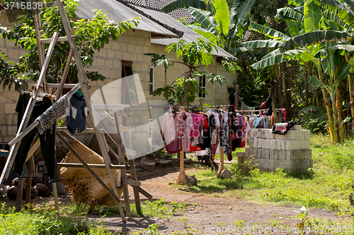 Image of Washed clothes drying outside