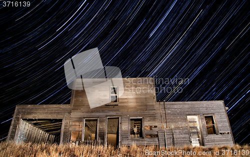 Image of Abandoned Building and Star Trails