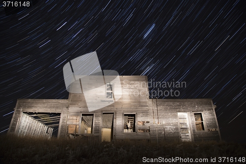 Image of Abandoned Building and Star Trails