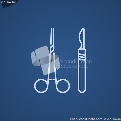 Image of Surgical instruments line icon.