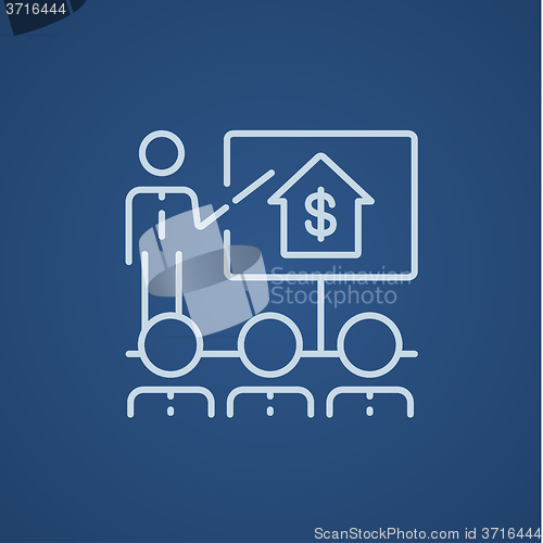 Image of Real estate training line icon.