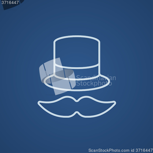 Image of Hat and mustache line icon.