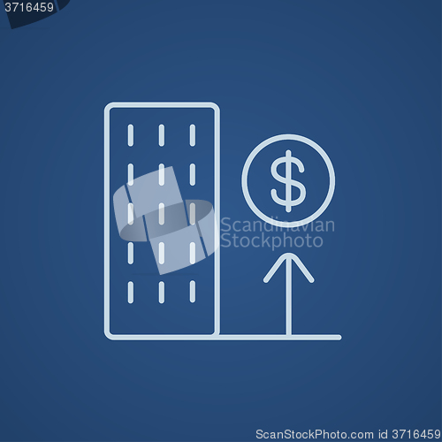 Image of Growth of real estate market line icon.