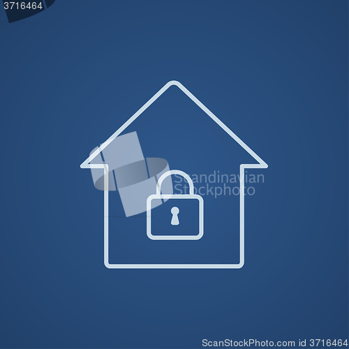 Image of House with closed lock line icon.