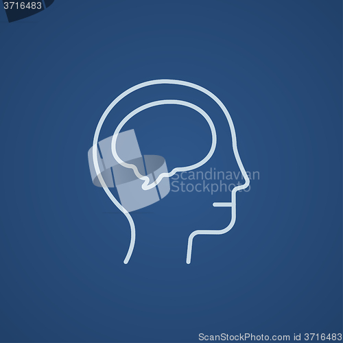 Image of Human head with brain line icon.