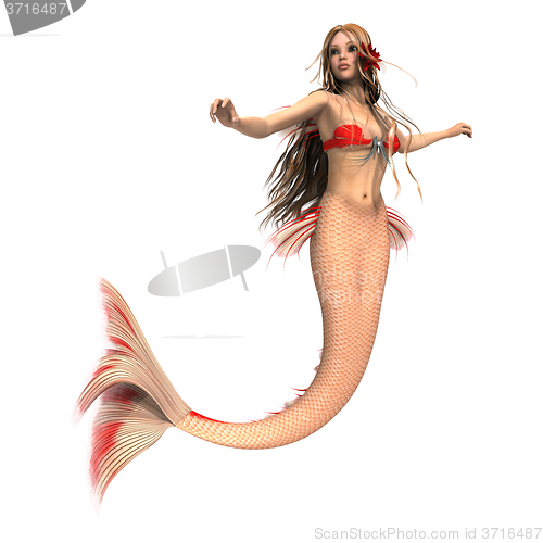 Image of Fantasy Mermaid on White