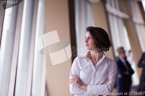 Image of young startup  business woman portrait, lbured people group in b