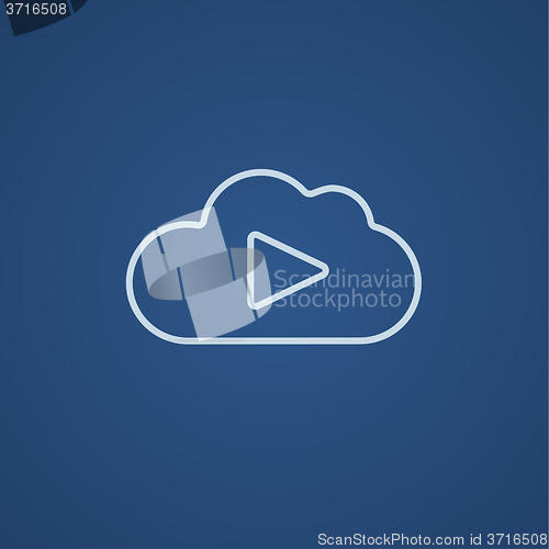Image of Cloud with play button line icon.