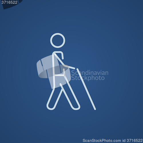 Image of Blind man with stick line icon.