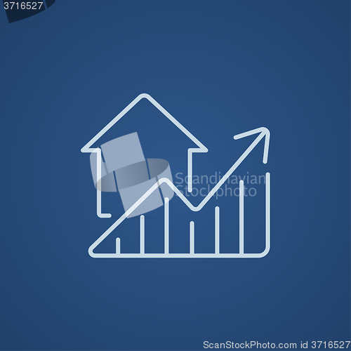 Image of Graph of real estate prices growth line icon.