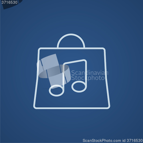 Image of Bag with music note line icon.