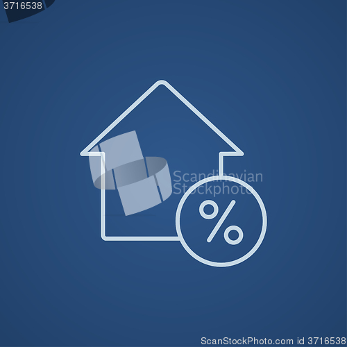 Image of House with discount tag line icon.