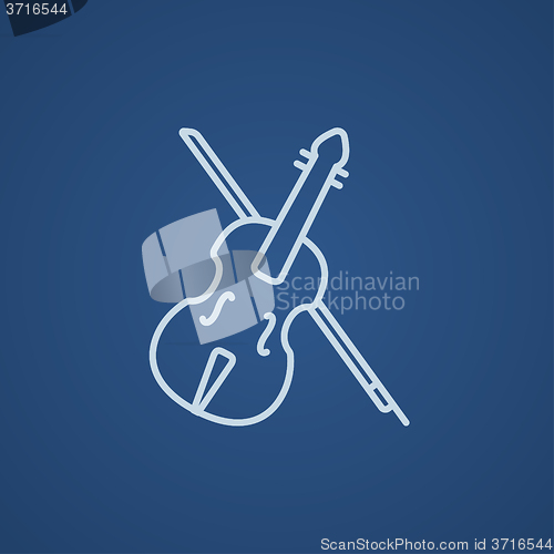 Image of Violin with bow line icon.