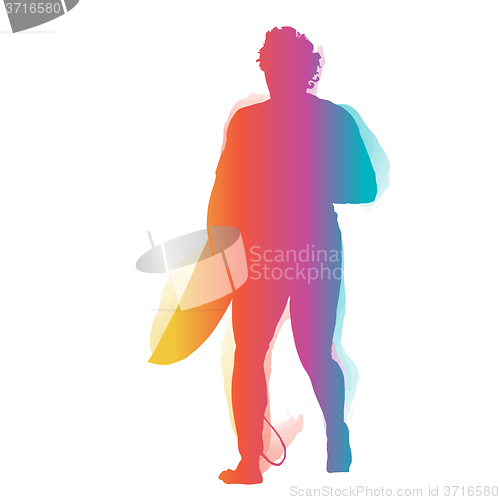 Image of Surfer walking with surfboard