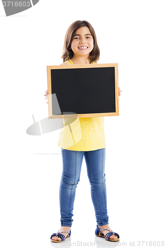 Image of Girl holding a chalkboard