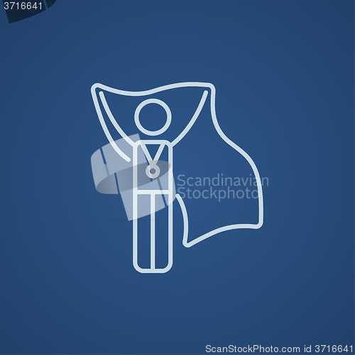 Image of Medalist standing with flag line icon.