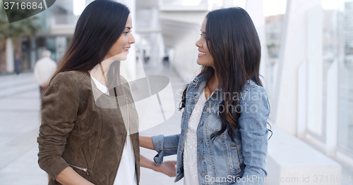 Image of Two Beautiful Ladies Chatting