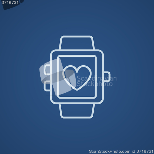 Image of Smartwatch with heart sign line icon.