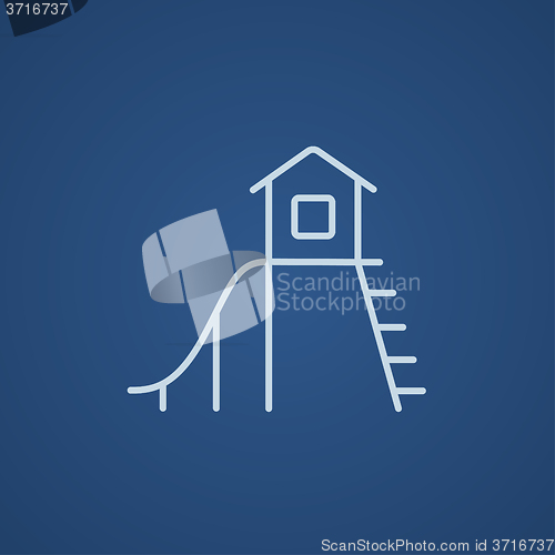 Image of Playhouse with slide line icon.