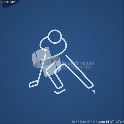 Image of Hockey player line icon.